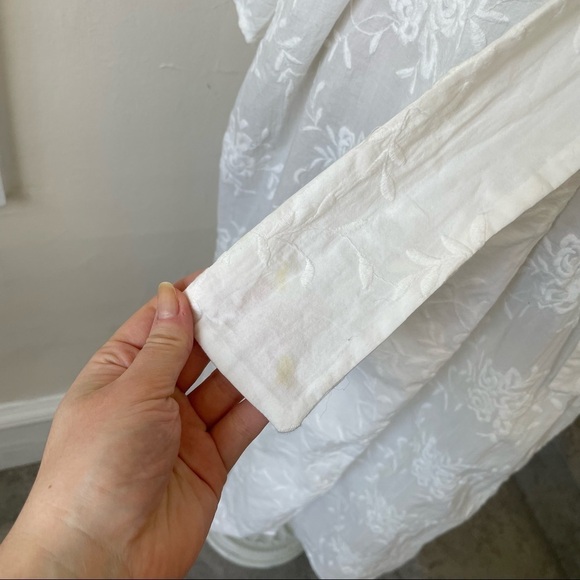 Lovers and Friends White Cotton Belted Floral Embroidered Kate Kimono Size XS - Picture 10 of 11